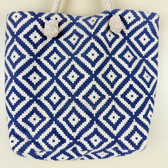 Summer & Rose Woven Rope-Handle Canvas Tote Bag - Picture 3 of 7